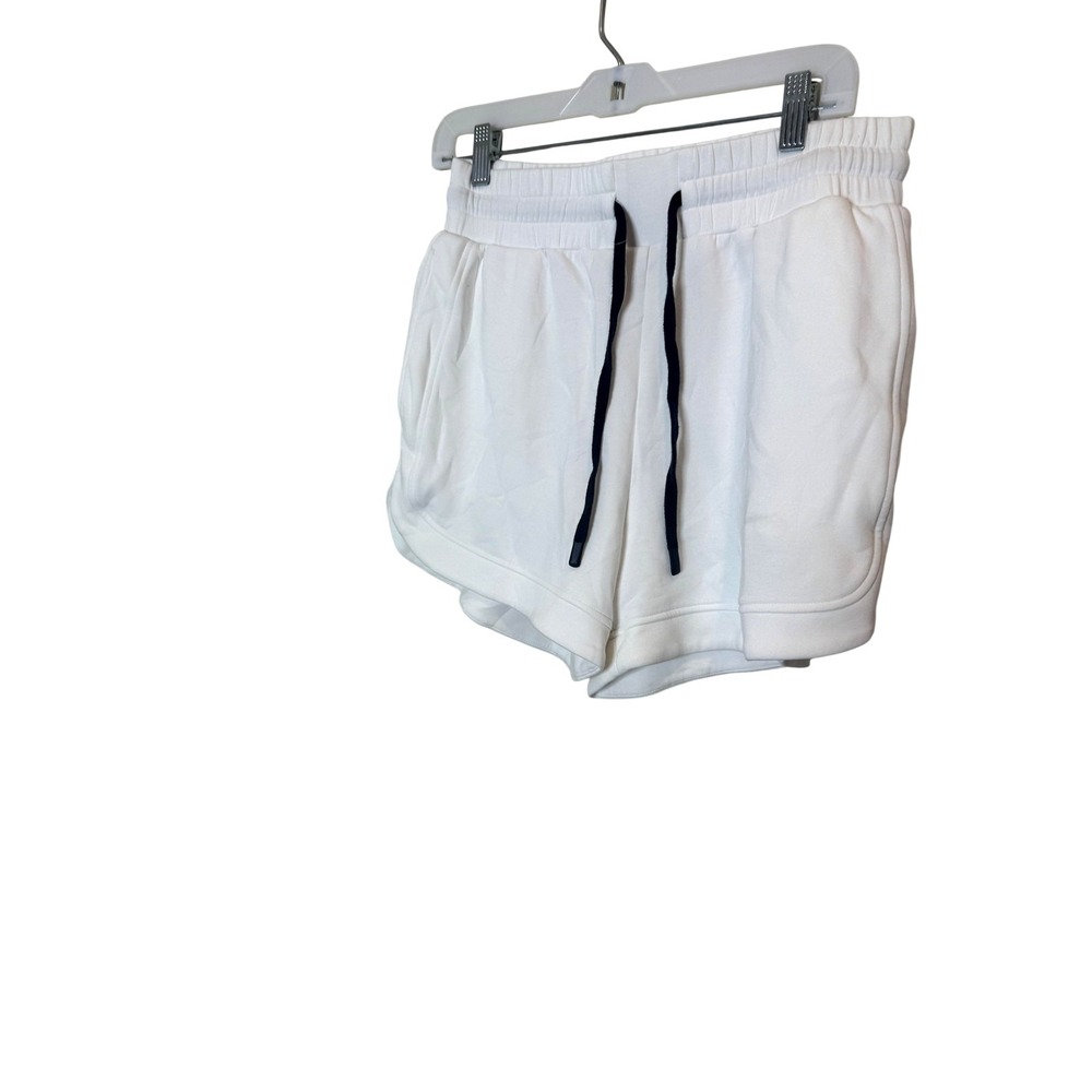 Varley Shorts Womens Medium White DoubleSoft 3" Sweat Lounge Drawstring Athletic